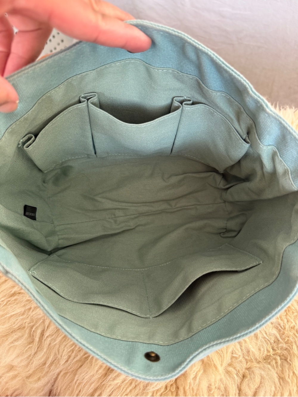 Portland Leather Light Teal Canvas Tote Organizer Bag - Picture 8 of 8
